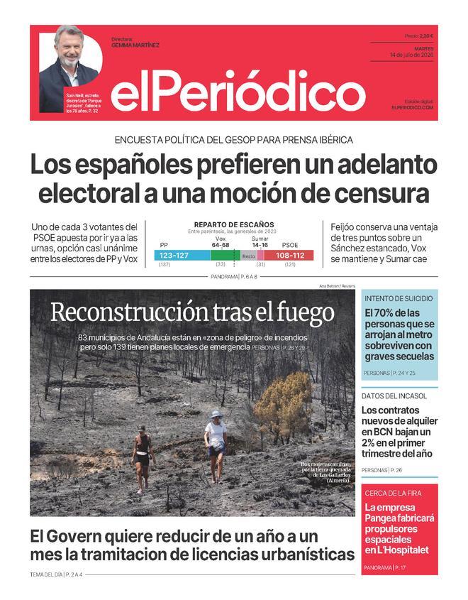 La portada de EL PERIÓDICO del 14 de julio de 2026