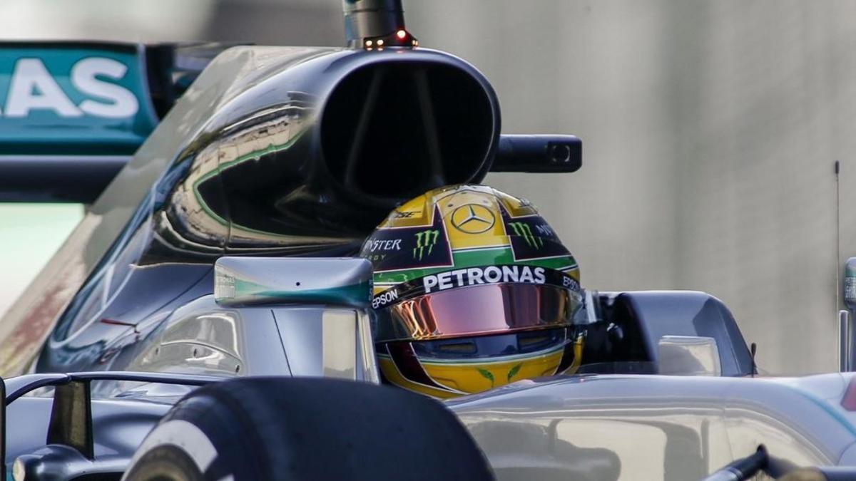 Lewis Hamilton, hoy en los ensayos del GP de Brasil.