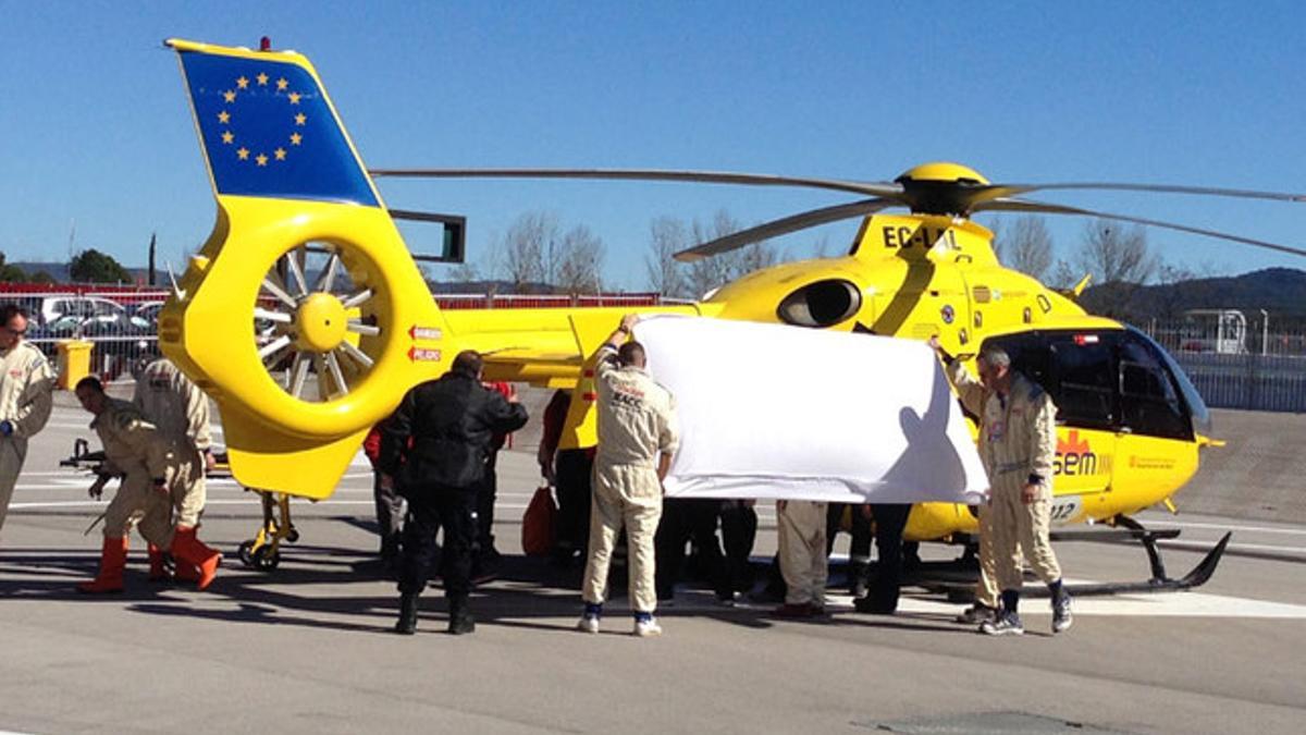 El helicóptero que evacuó a Fernando Alonso en Montmeló