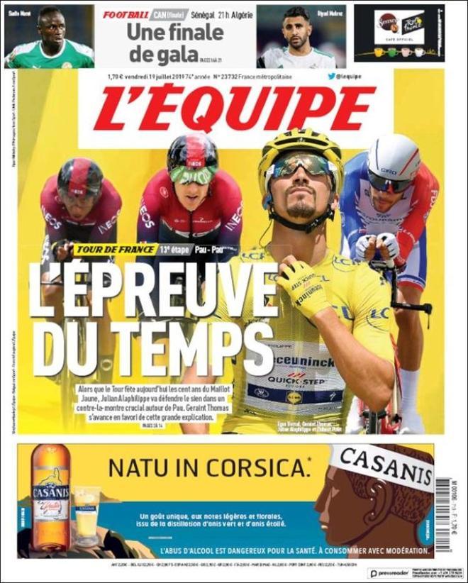 La portada de LEQUIPE del 19 de julio