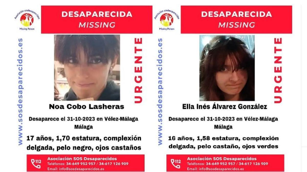 Cartel de SOS Desaparecidas de las dos chicas a las que se busca.