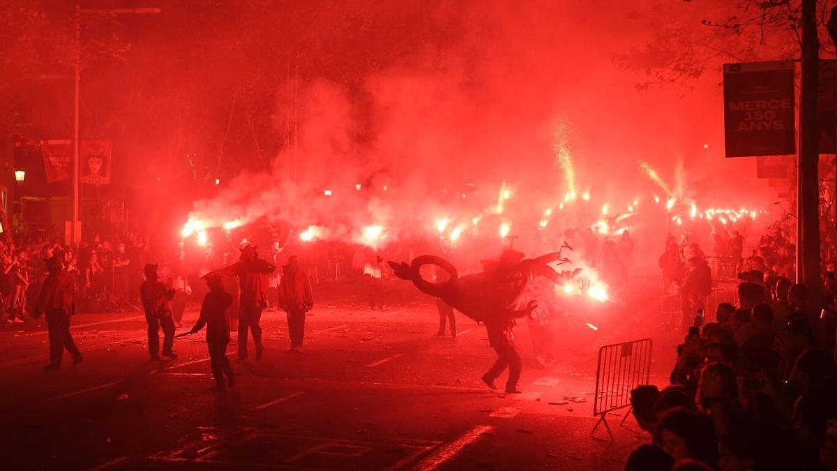 Festa del Foc de la Mercè en Passeig de Gràcia