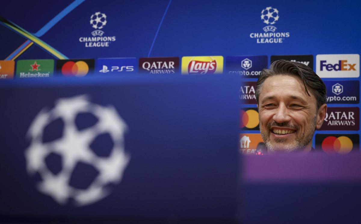 Niko Kovac sonríe en la rueda de prensa celebrada en Montjuïc