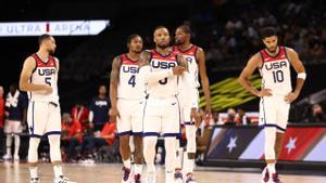 Los jugadores del Team USA, con el base Lillard al frente. 