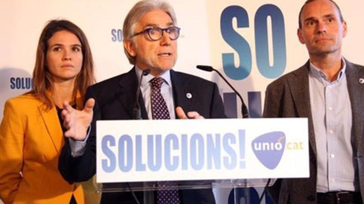 El número dos de Unió al Congreso, Josep Sánchez Llibre, durante la rueda de prensa que ha ofrecido en Sant Cugat.
