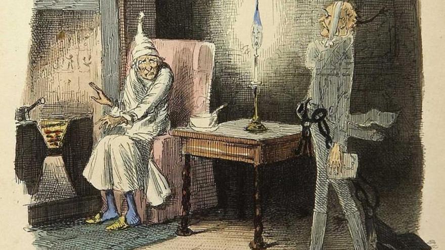 Una ilustración original del clásico de Charles Dickens ‘Cuento de Navidad’, publicado en 1843.