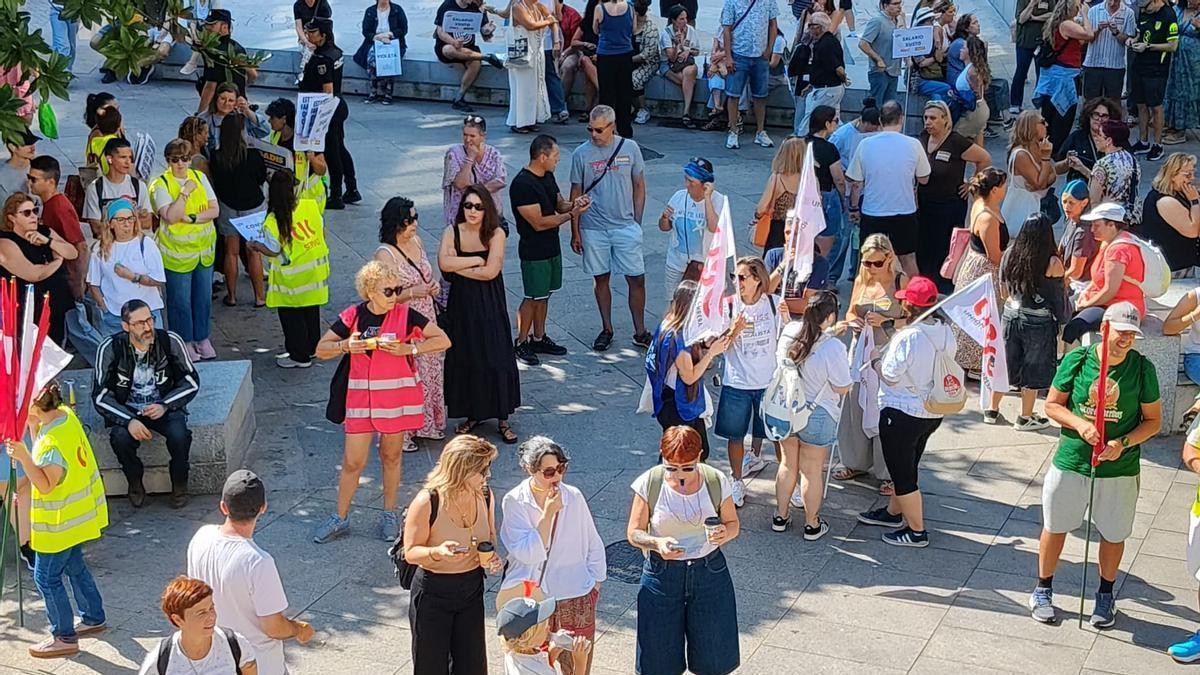 Protesta este lunes de trabajadores de supermercados en A Coruña.