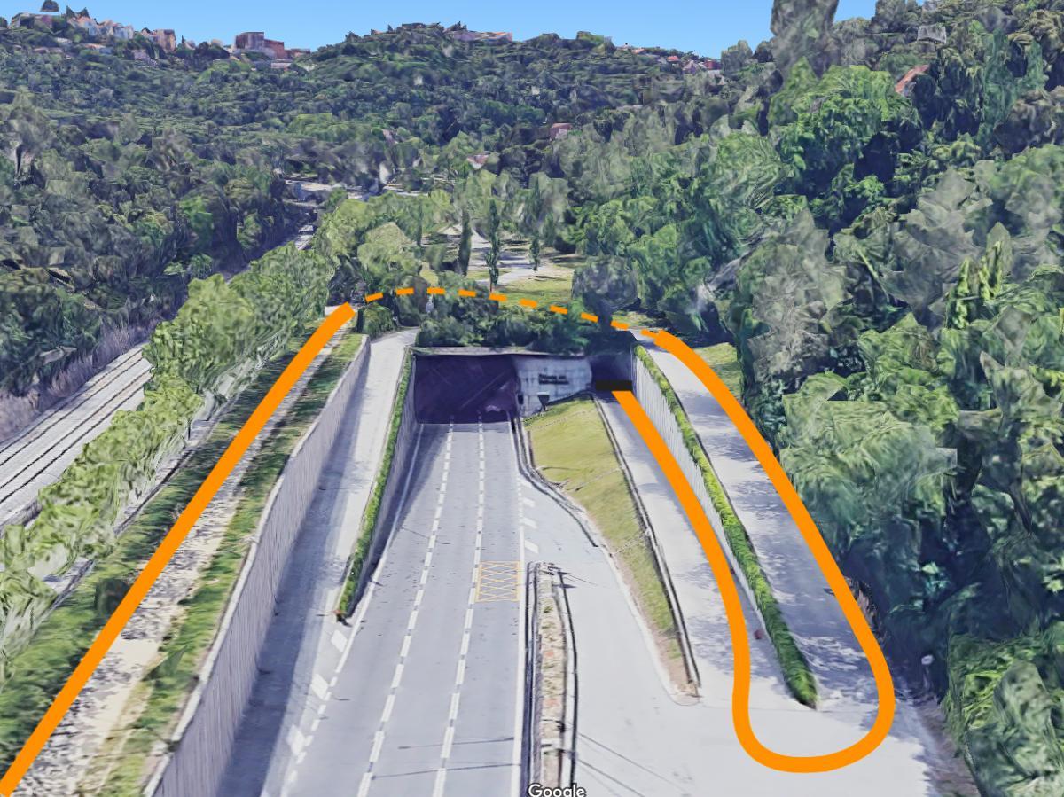 Propuesta para la salida norte del carril bici, entre la parada de Baixador de Vallvidrera y el barrio de Les Planes