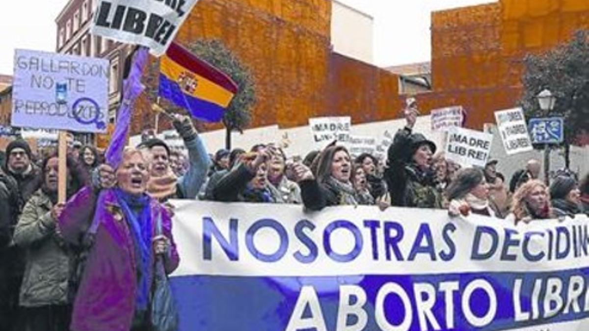 Protesta en contra de la reforma de la ley del aborto auspiciada por el Gobierno del PP.