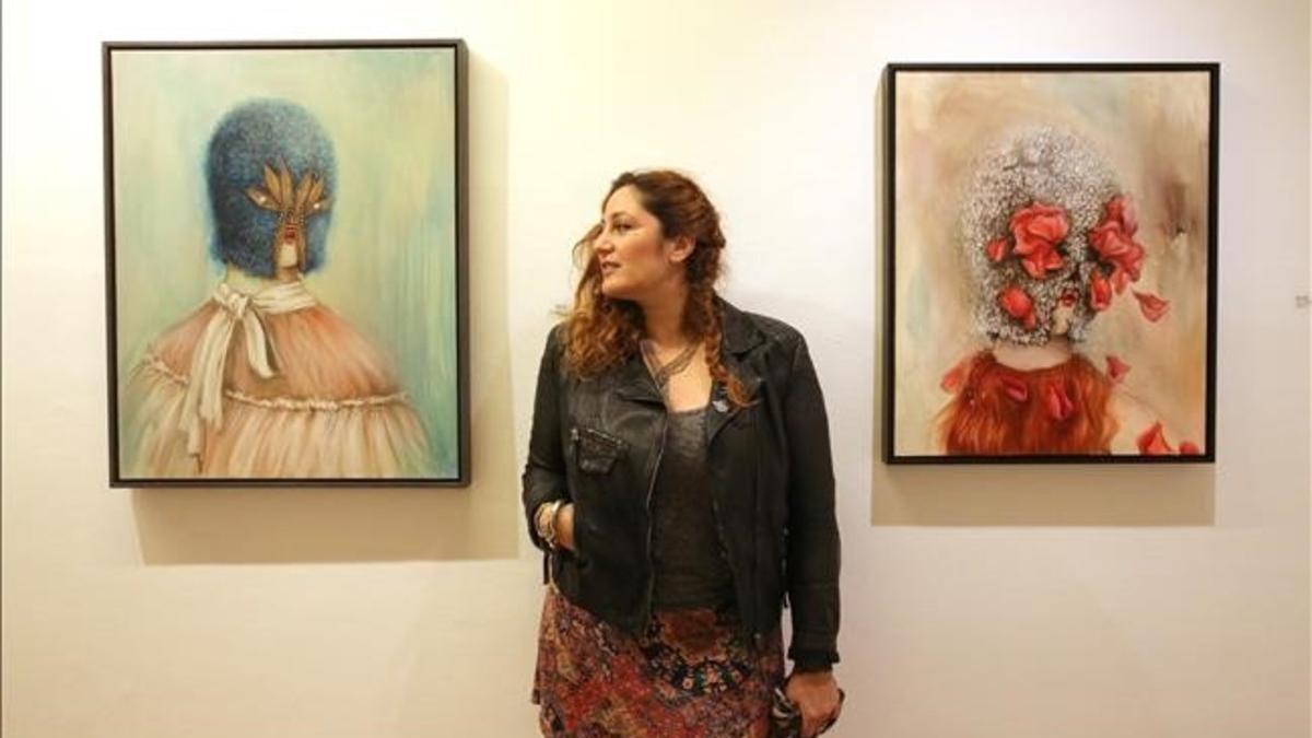 La artista Miss Van, el jueves durante la inauguración de la exposición 'Flor de piel' en la Galería Víctor Lope.