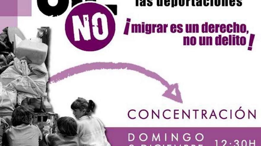 Cartel de la convocatoria de concentración frente al CIE de Sangonera.