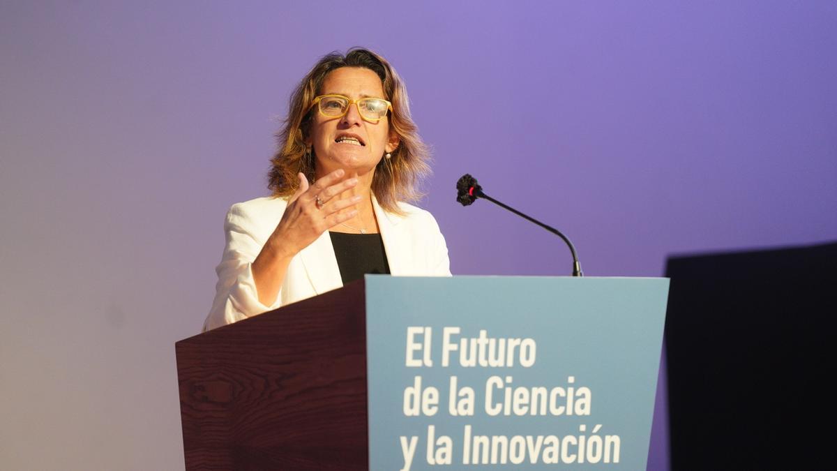 La ministra de Ciencia e Innovación y vicepresidenta tercera del Gobierno, Teresa Ribera, en las jornadas 'El Futuro de la Ciencia y la Innovación' en Bilbao.