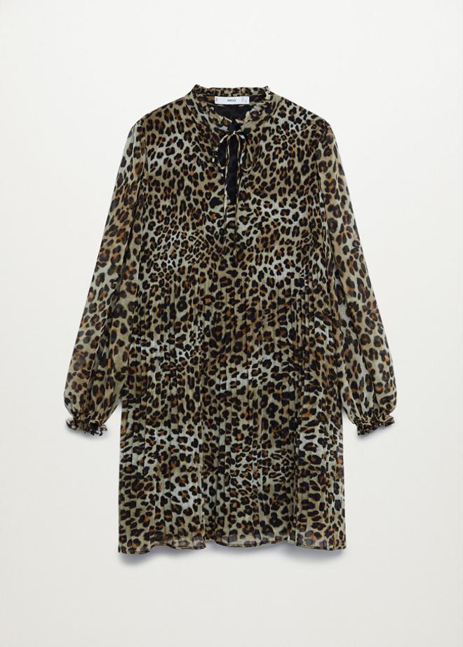 Vestido de estampado de leopardo, de Mango