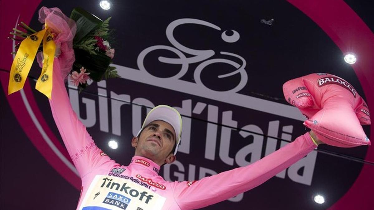 Contador, en el podio