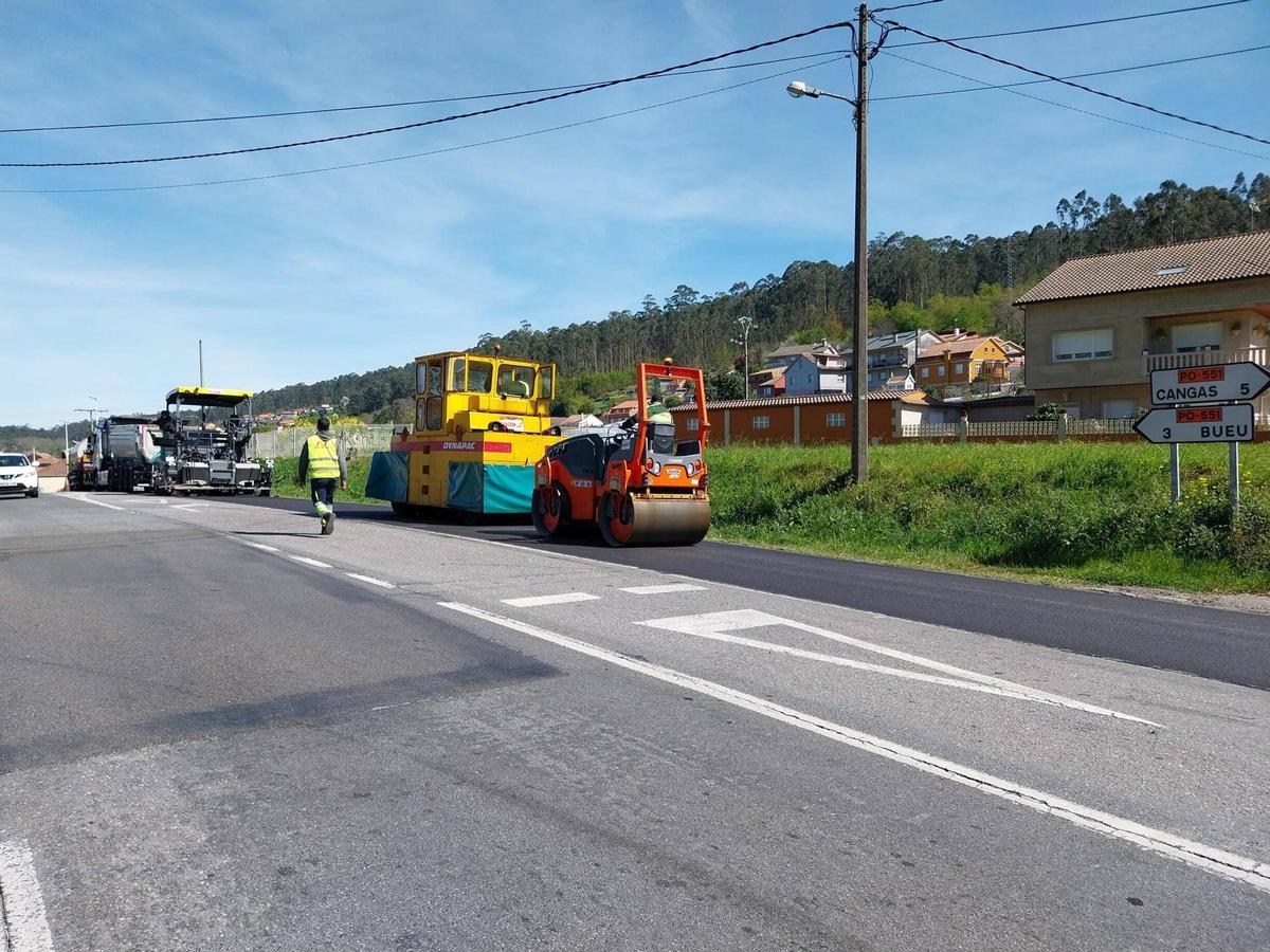 Vuelven las obras (y las colas) a la PO-551 entre Bueu y Cangas
