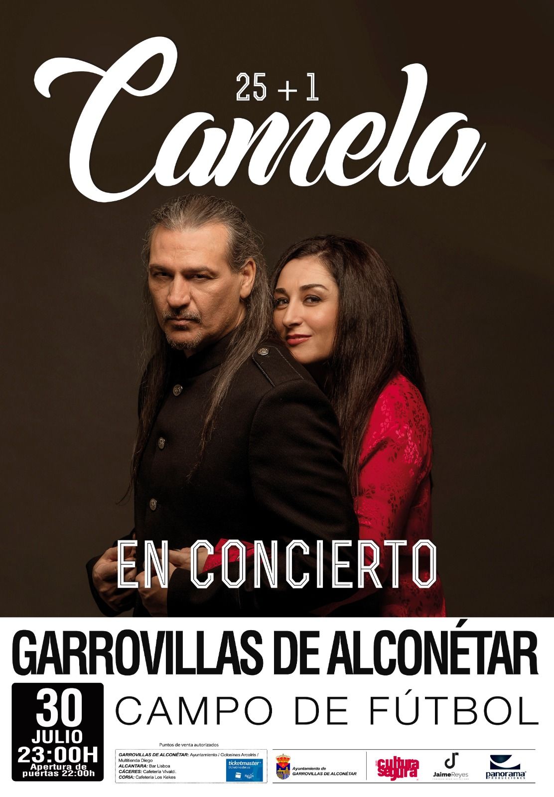 Cartel del concierto de Camela en Garrovillas de Alconétar