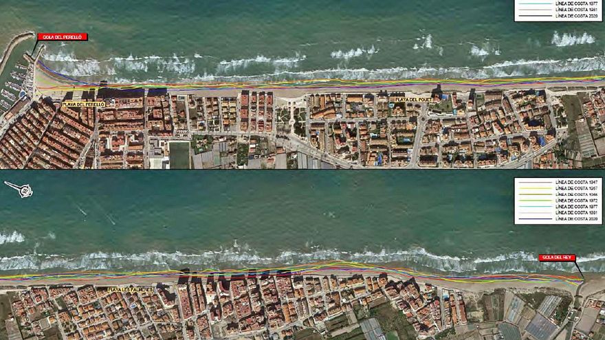 Las playas de Sueca han perdido hasta setenta metros de arenales