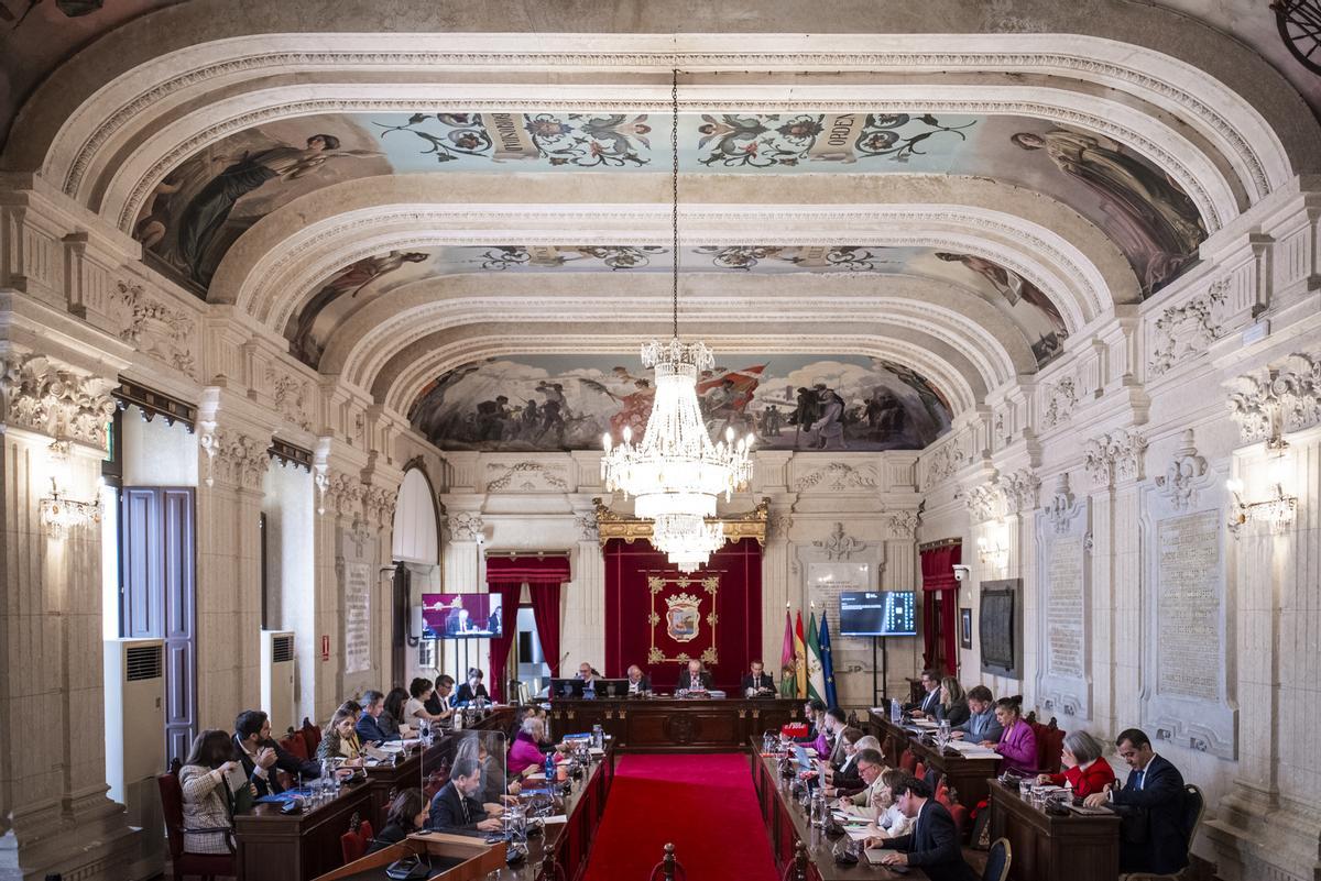 Salón de Plenos del Ayuntamiento de Málaga, este jueves 26 de febrero.