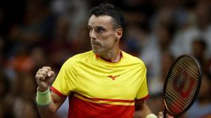 Bautista Agut, en el primer partido de España ante Francia.