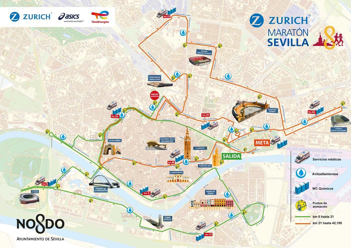Así es el recorrido del Maratón de Sevilla en 2026