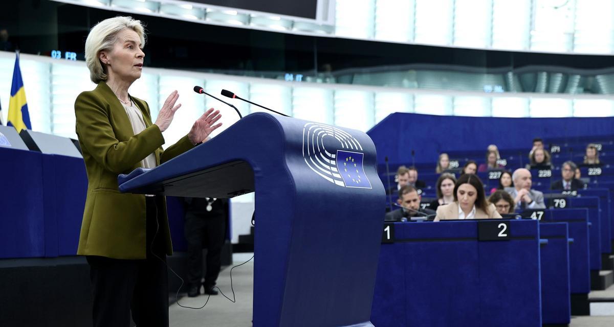 La presidenta de la Comisión Europea, Ursula von der Leyen, el pasado miércoles en Estrasburgo