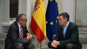El presidente Pedro Sánchez, recibe al director general de la OMS, Tedros Adhanom