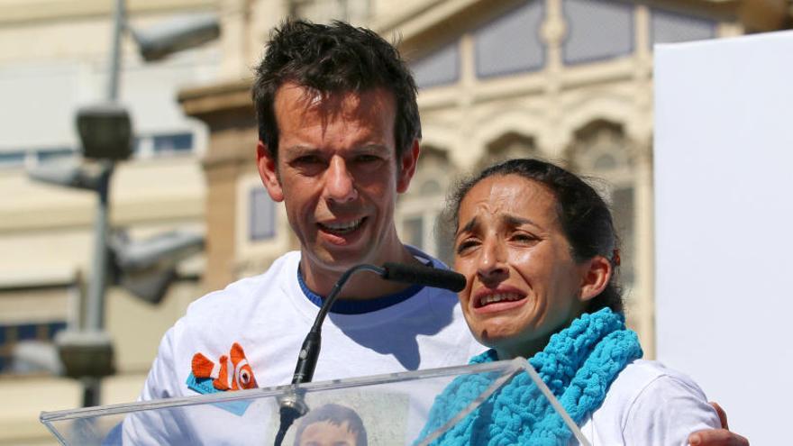 Los padres de Gabriel, en el acto del viernes.