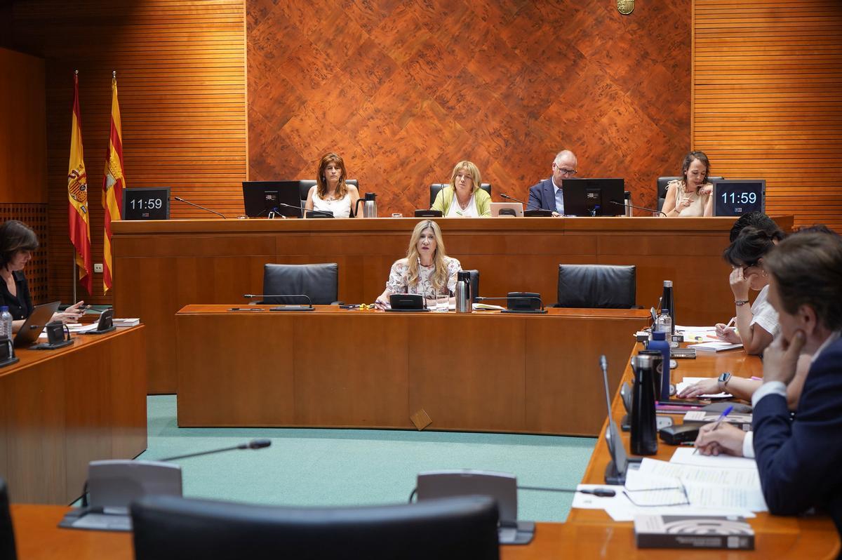 La vicepresidenta Mar Vaquero, en la comisión de las Cortes de Aragón.