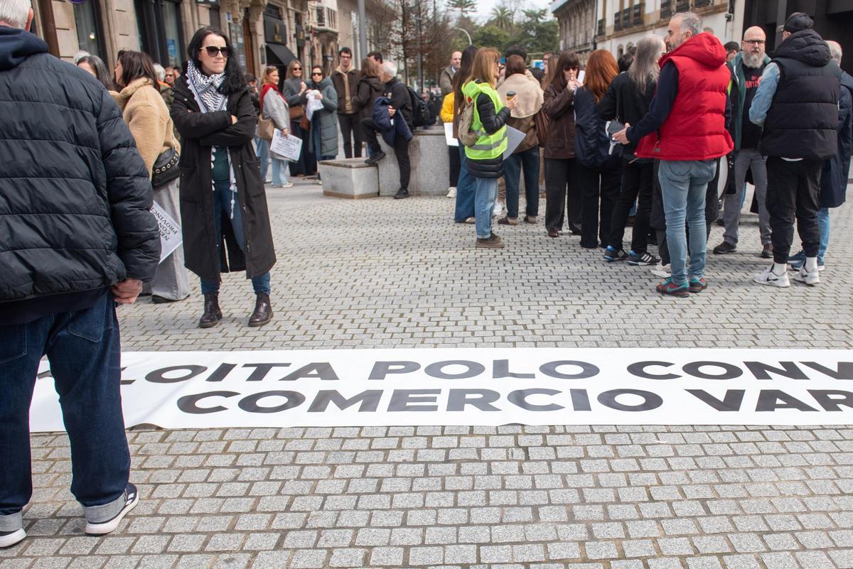 Manifestación de trabajadores del sector del comercio en A Coruña
