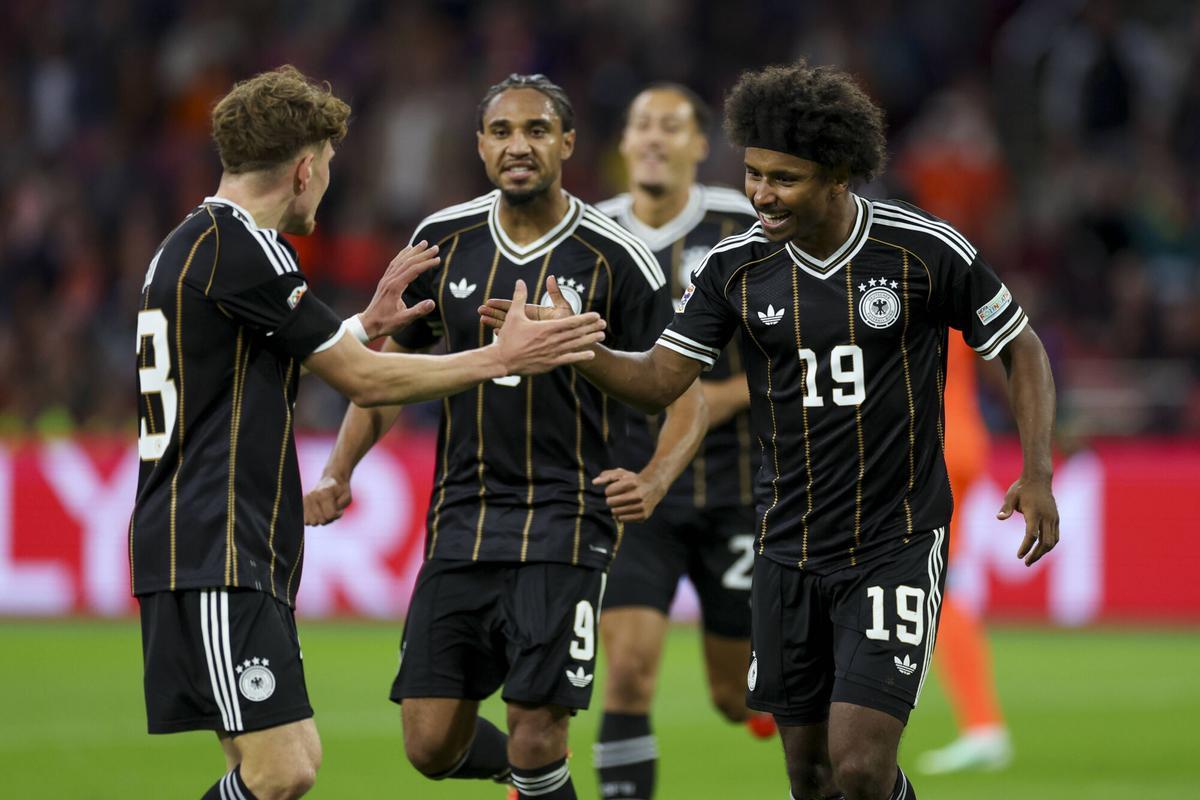 Los jugadores de Alemania, durante el partido