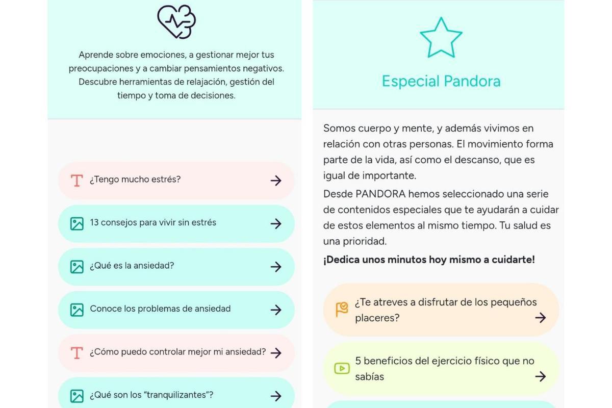 Imágenes de la aplicación Pandora.