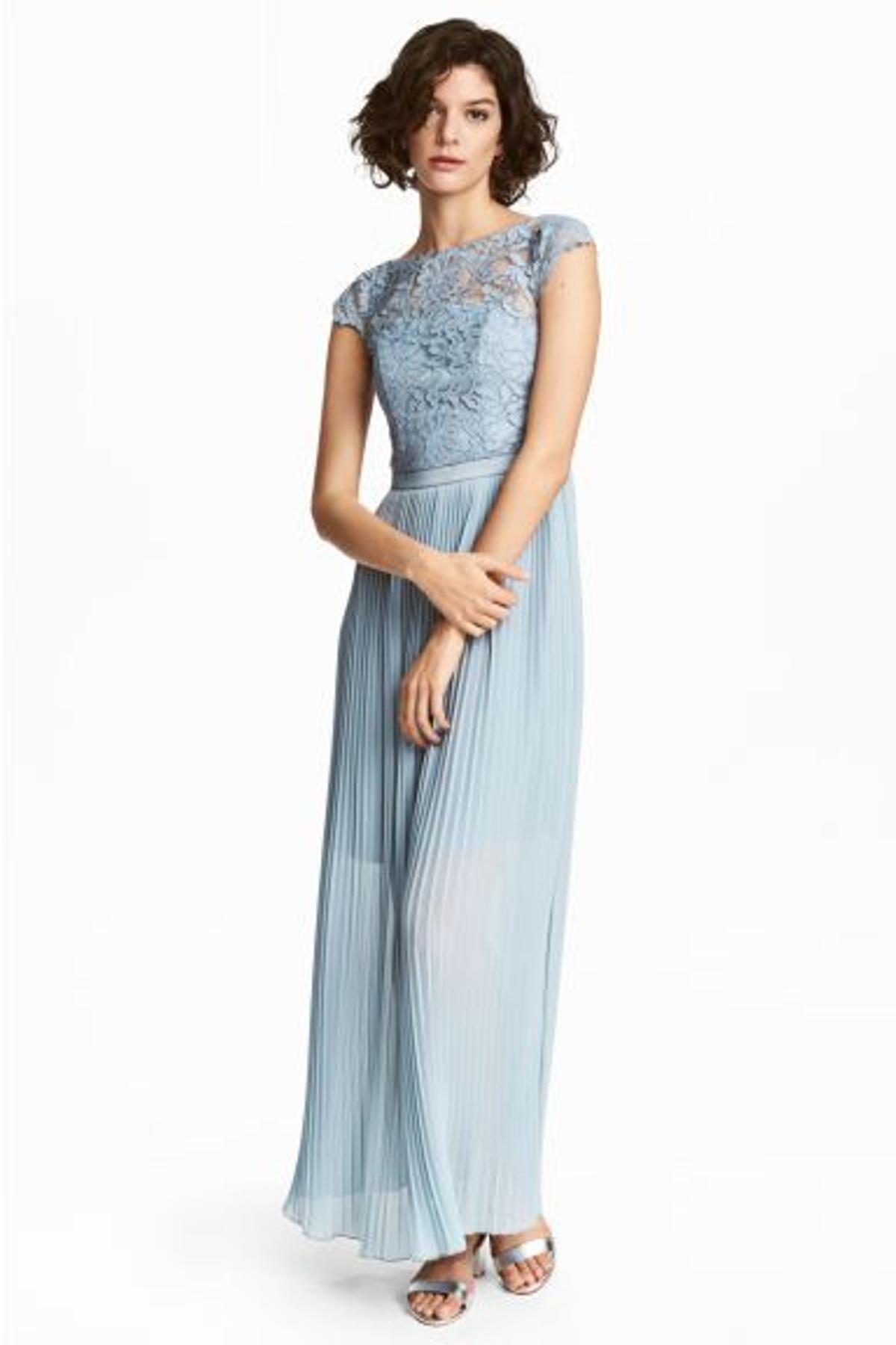 Vestidos de manga corta para invitadas: largo con encaje de H&M