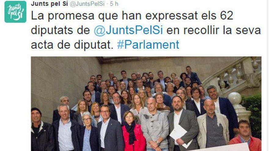 Piulada de Junts pel Sí