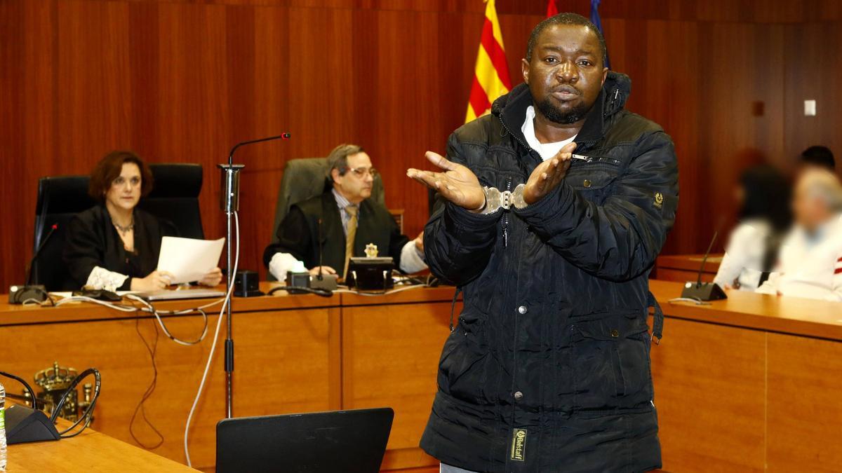 Bobo Keita, tras conocer el veredicto de culpabilidad en la Audiencia Provincial de Zaragoza.