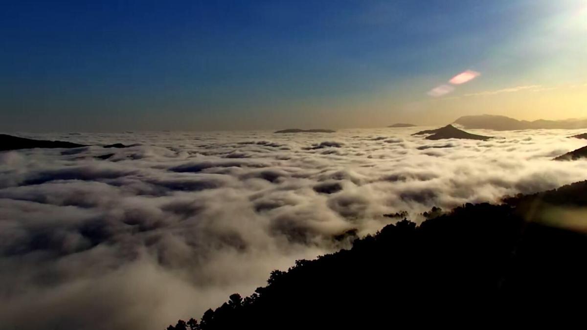 Banco de nubes en la Font Roja en una imagen captada por la cámara fija de ACIF Alcoy.