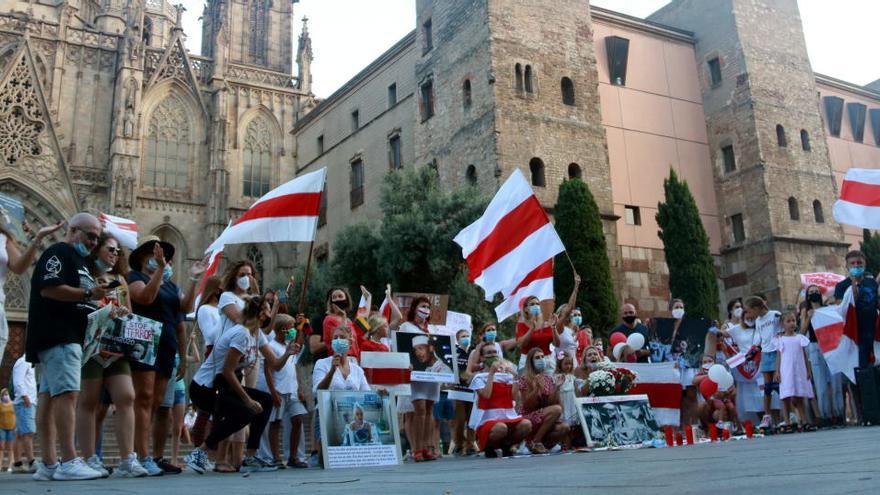 Pla general de l&#039;acte de solidaritat amb el poble bielorús al centre de Barcelona, el 23 d&#039;agost del 2020