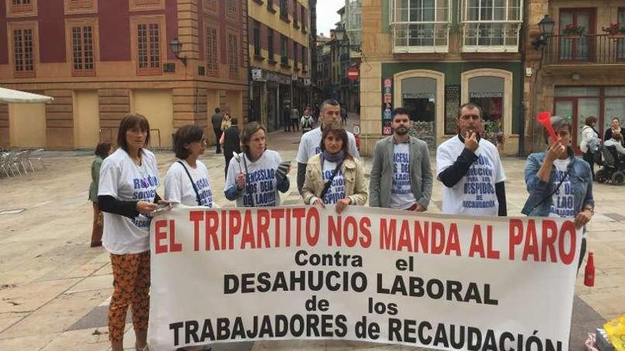 Una protesta de los trabajadores de Recaudación.