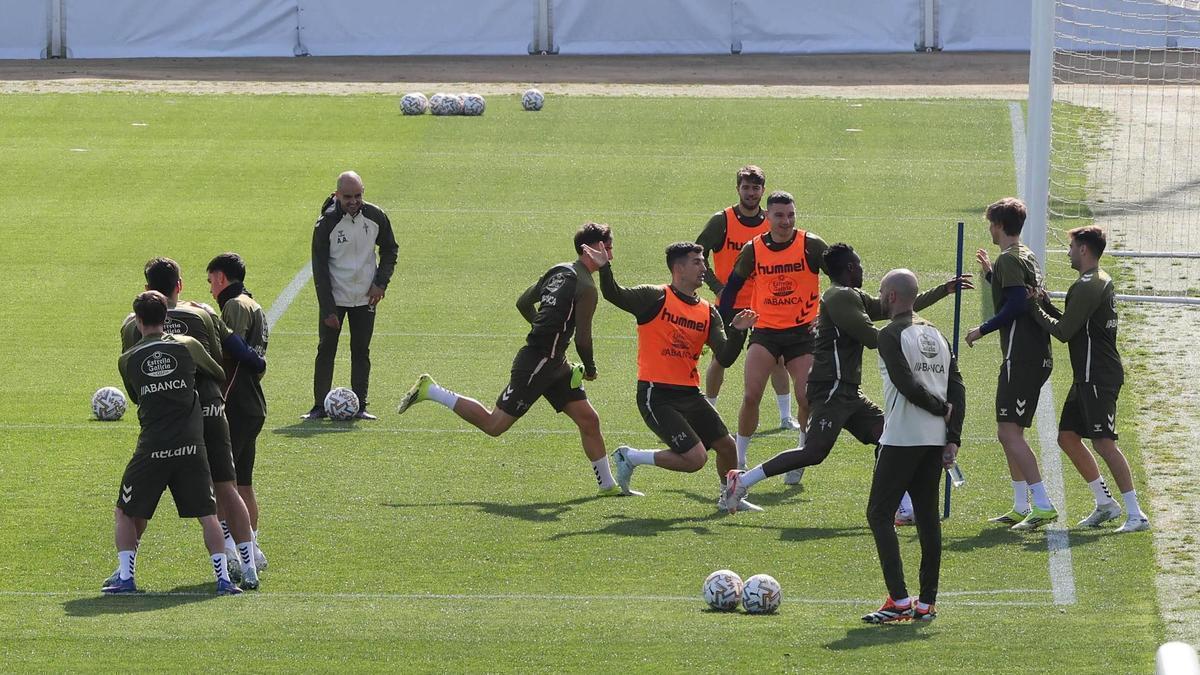 Imagen del entrenamiento de ayer en Afouteza.