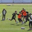 Imagen del entrenamiento de ayer en Afouteza.