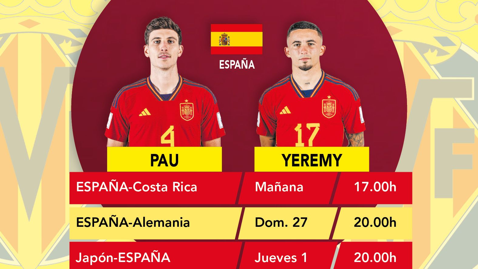 El calendario de España en el Mundial.