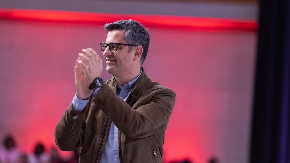 El ministro de la Presidencia, Félix Bolaños, en el 18 Congreso del PSOE de Aragón.