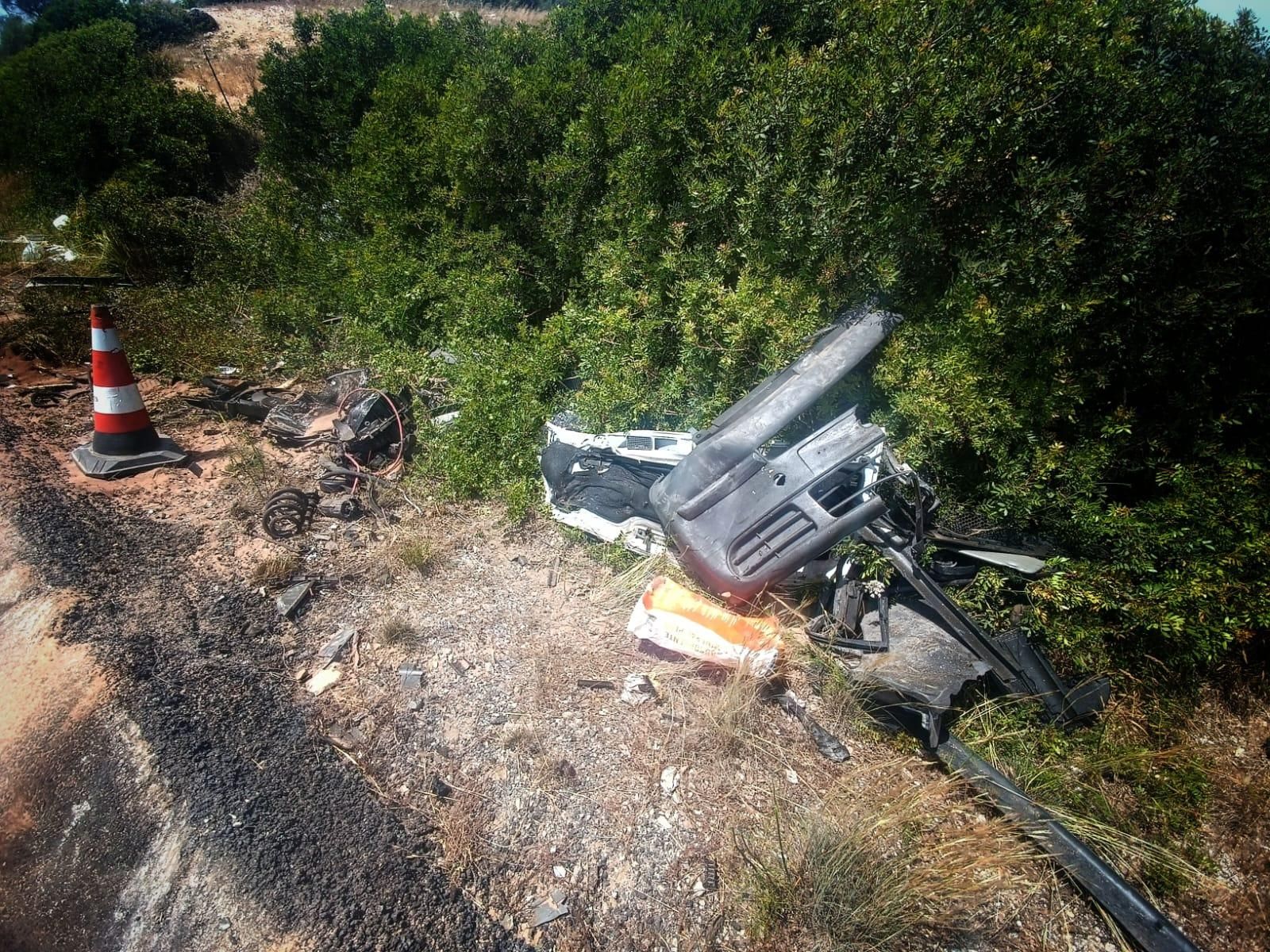 El rastro del accidente en la carretera entre Manacor y Felanitx