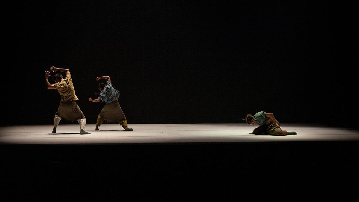 Instante de la obra 'El bosque' , de danza, ya representada en el Paranimf.