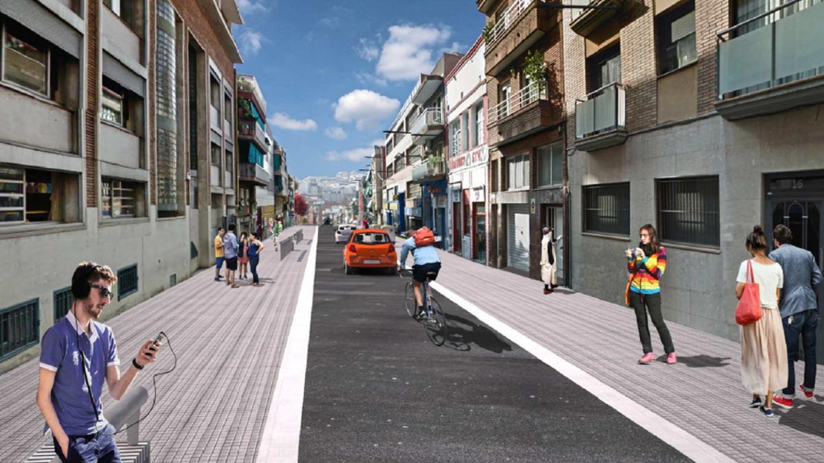 Imagen virtual de la calle Dr. Pagès de Santa Coloma de Gramenet urbanizada.