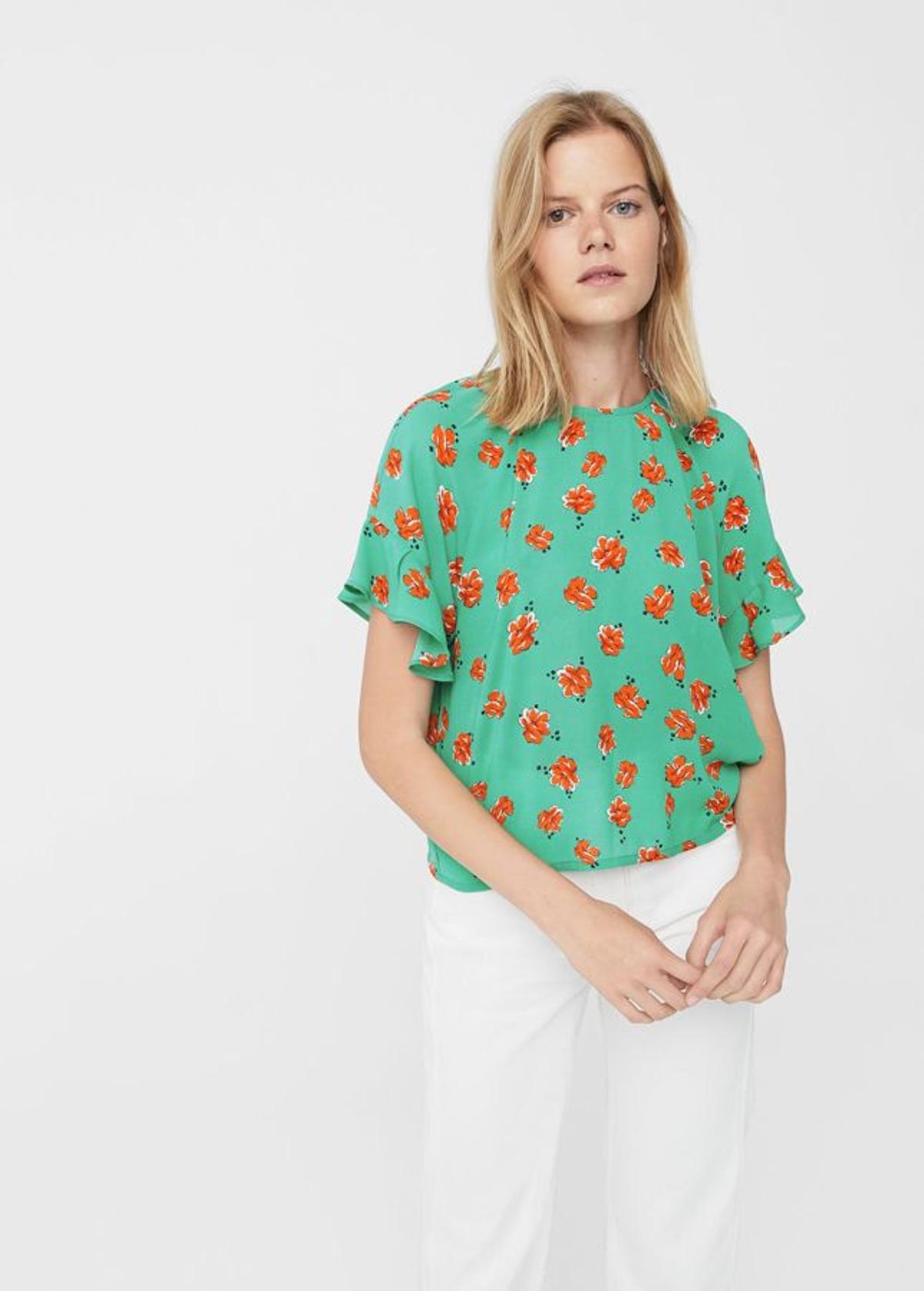 Mango apuesta por el verde: Blusa estampada