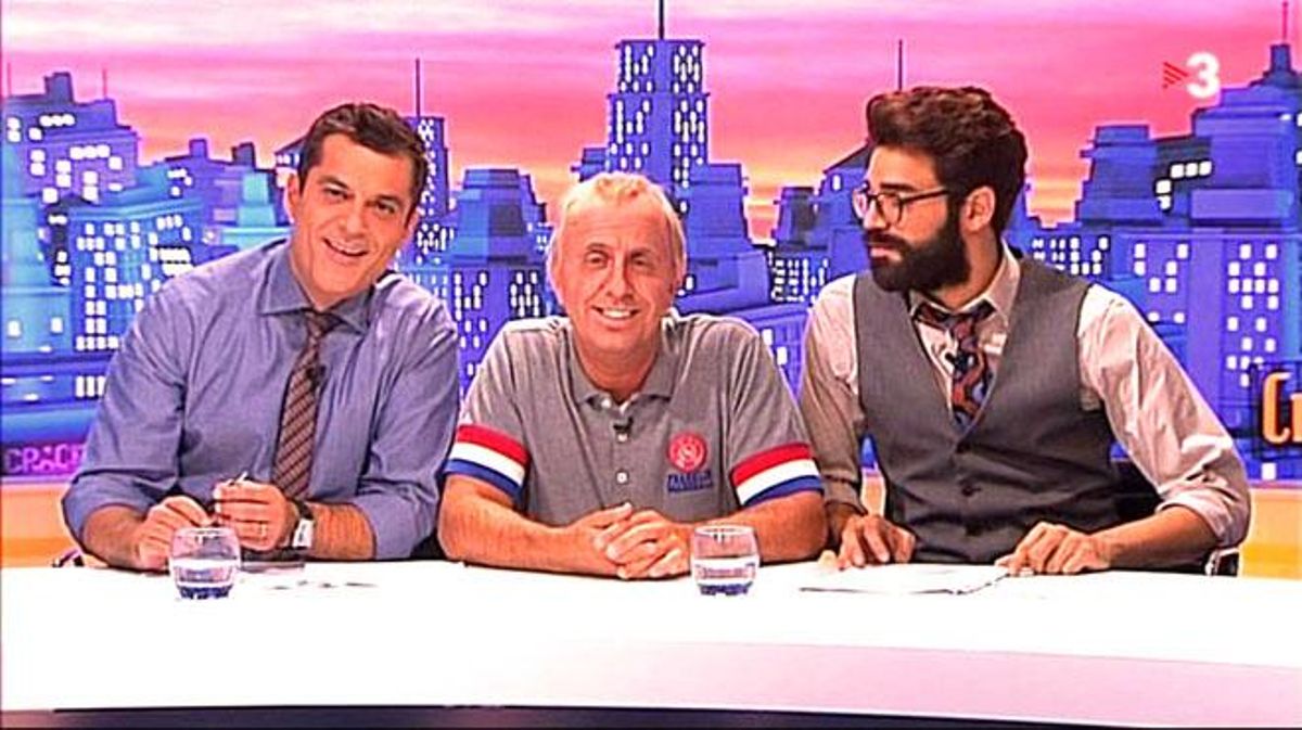 Joan Rufas, David Verdaguer i Jordi Ríos (Cruyff) en un moment de ’Crackòvia’, a TV-3.