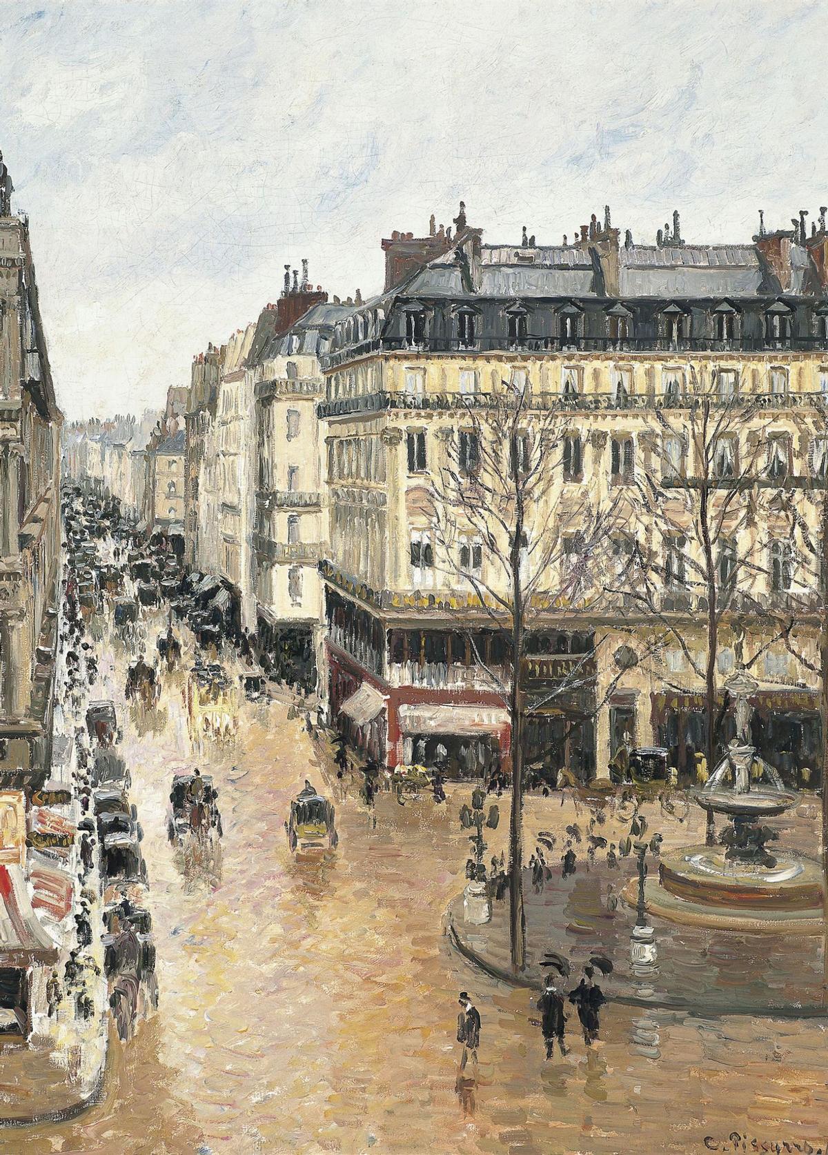 Rúa St. Honoré  pola tarde.  Efecto de chuvia (Pissarro, 1897).