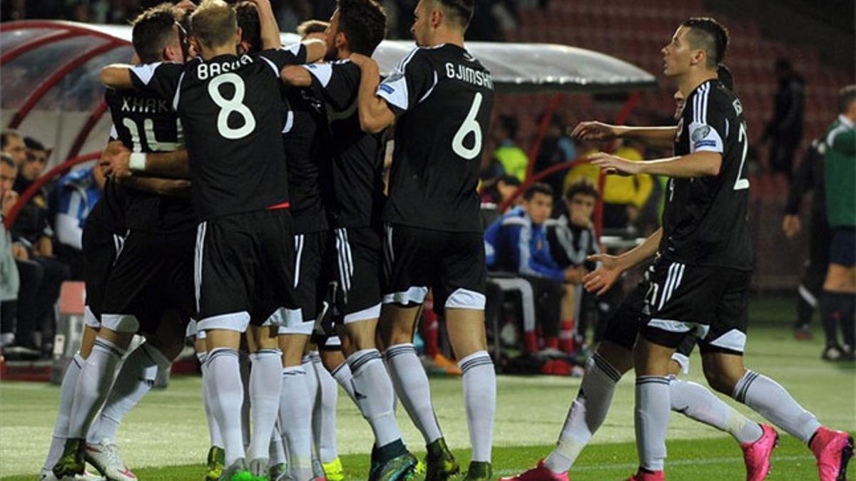 Albania celebrando uno de los goles que le metió en la Eurocopa 2016