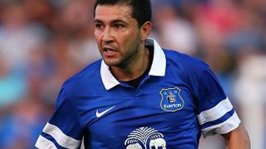 Alcaraz, con la camiseta del Everton.