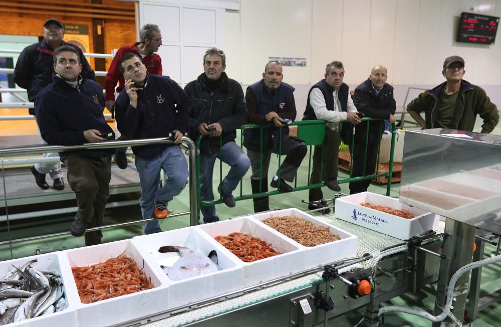 Tan solo cinco compradores y un barco se encargan de llevar el marisco y el pescado de arrastre cada día a la mesa de los malagueños donde la merluza y las gambas son las grandes protagonistas.